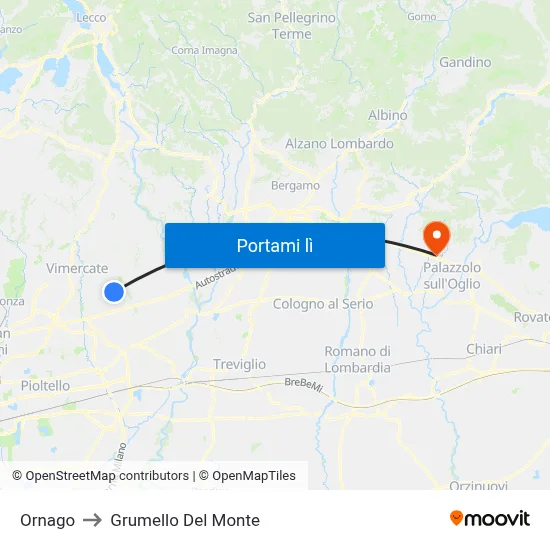 Ornago to Grumello Del Monte map