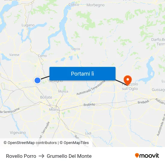 Rovello Porro to Grumello Del Monte map