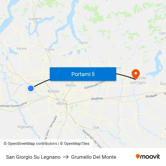 San Giorgio Su Legnano to Grumello Del Monte map