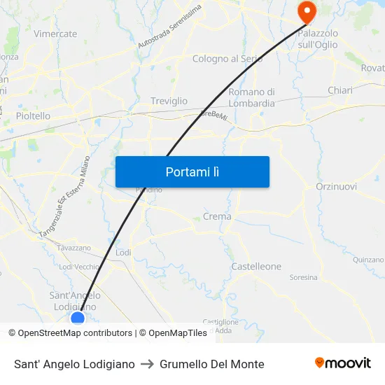 Sant' Angelo Lodigiano to Grumello Del Monte map