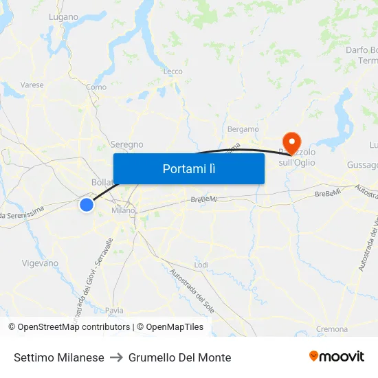 Settimo Milanese to Grumello Del Monte map