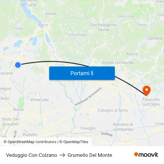 Veduggio Con Colzano to Grumello Del Monte map