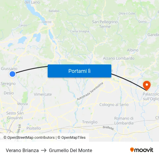 Verano Brianza to Grumello Del Monte map