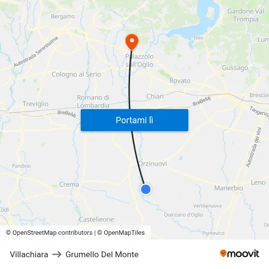 Villachiara to Grumello Del Monte map