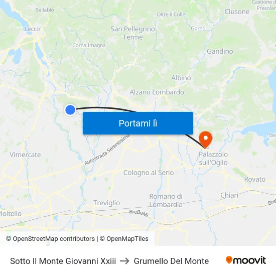 Sotto Il Monte Giovanni Xxiii to Grumello Del Monte map