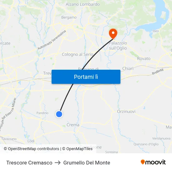 Trescore Cremasco to Grumello Del Monte map