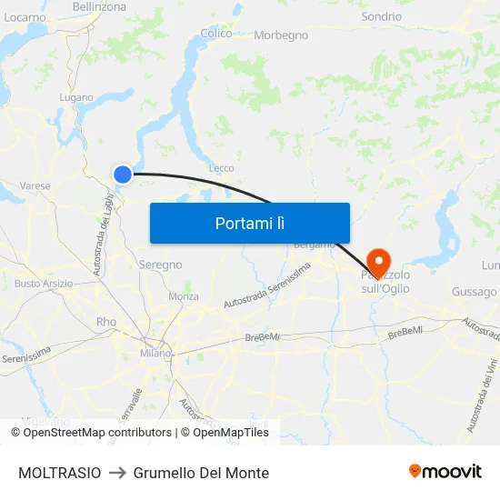 MOLTRASIO to Grumello Del Monte map