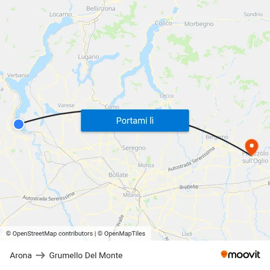 Arona to Grumello Del Monte map