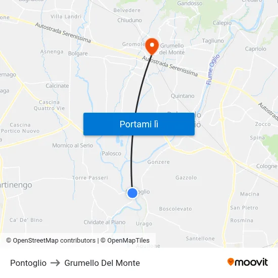 Pontoglio to Grumello Del Monte map