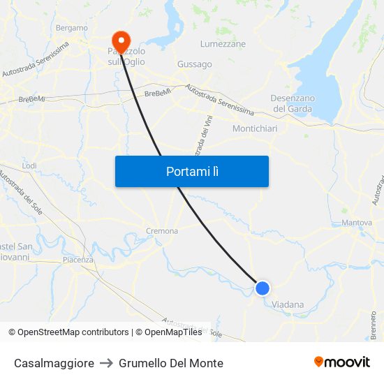 Casalmaggiore to Grumello Del Monte map