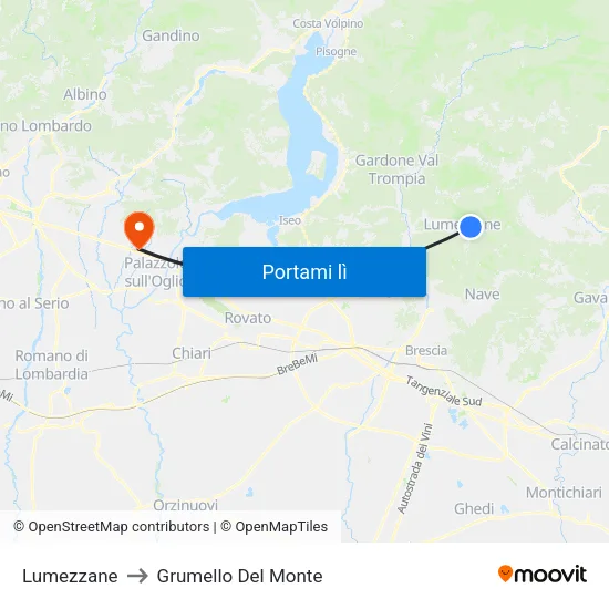 Lumezzane to Grumello Del Monte map