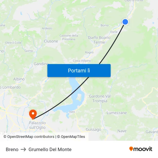 Breno to Grumello Del Monte map