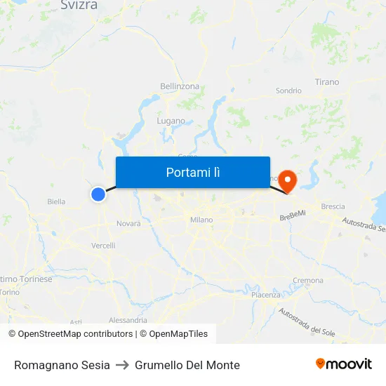 Romagnano Sesia to Grumello Del Monte map