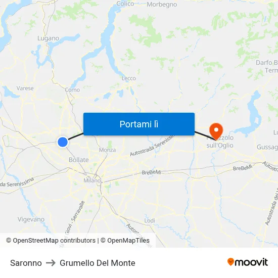 Saronno to Grumello Del Monte map