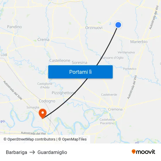 Barbariga to Guardamiglio map