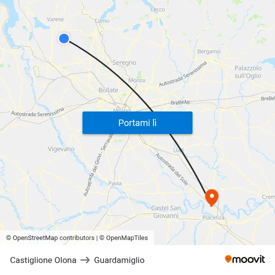 Castiglione Olona to Guardamiglio map