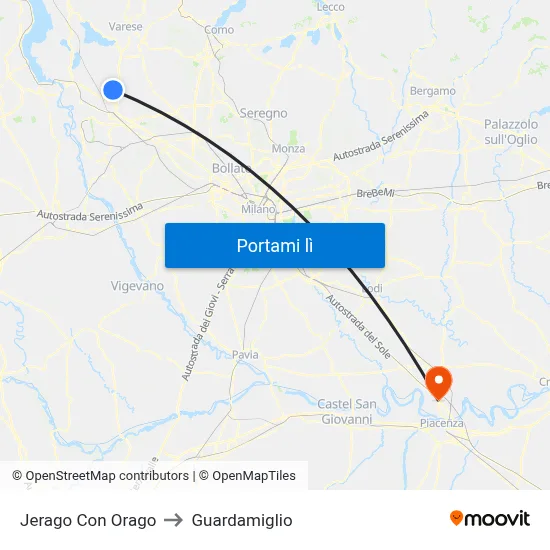 Jerago Con Orago to Guardamiglio map