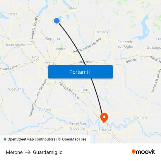 Merone to Guardamiglio map