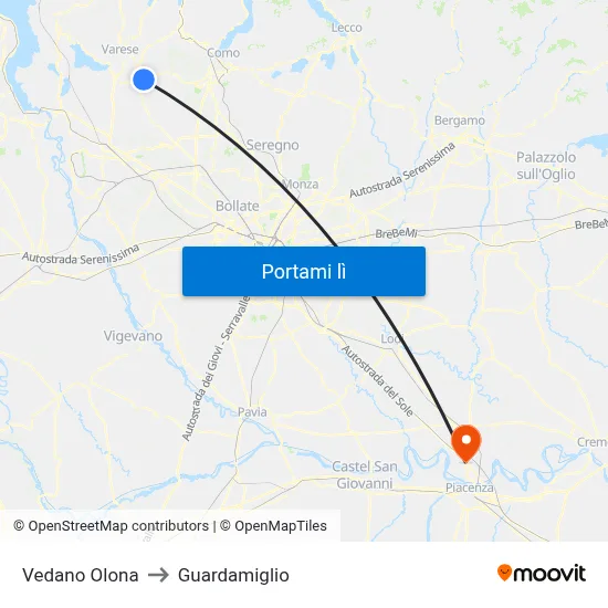 Vedano Olona to Guardamiglio map