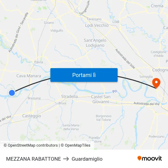 MEZZANA RABATTONE to Guardamiglio map