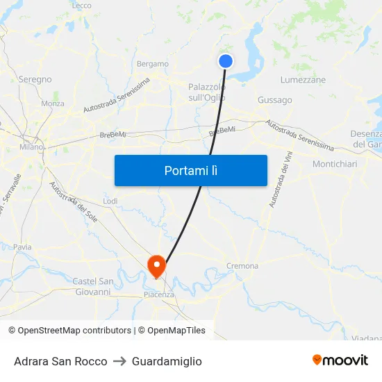 Adrara San Rocco to Guardamiglio map