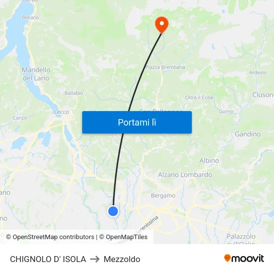 CHIGNOLO D' ISOLA to Mezzoldo map