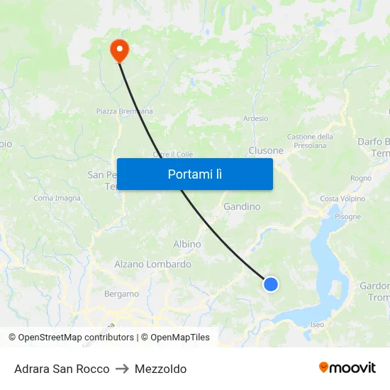 Adrara San Rocco to Mezzoldo map