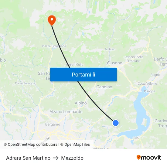 Adrara San Martino to Mezzoldo map