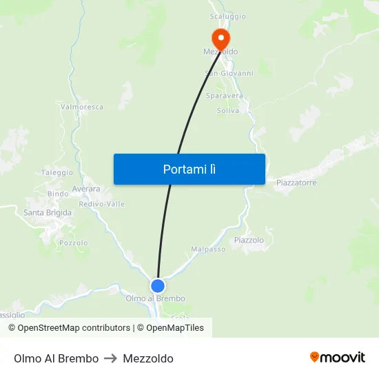Olmo Al Brembo to Mezzoldo map