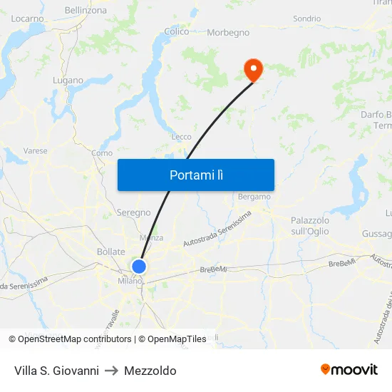 Villa S. Giovanni to Mezzoldo map