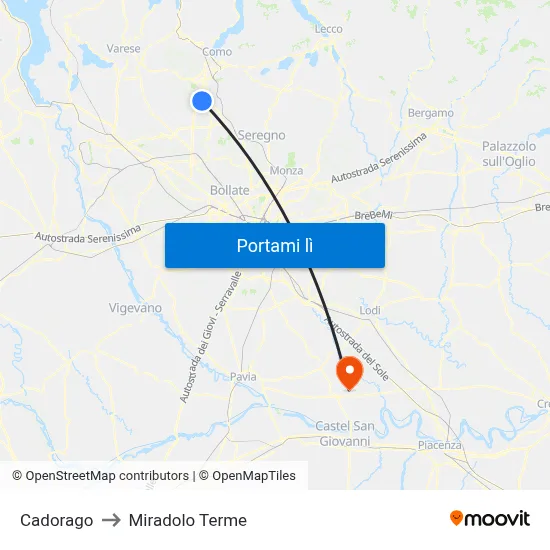 Cadorago to Miradolo Terme map