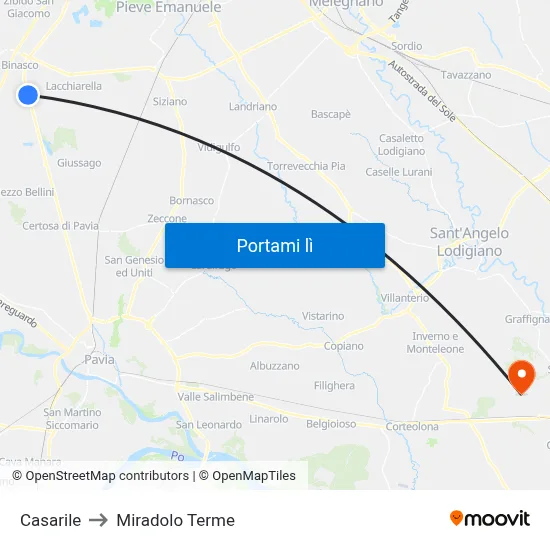 Casarile to Miradolo Terme map