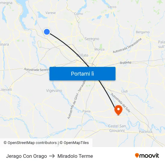 Jerago Con Orago to Miradolo Terme map