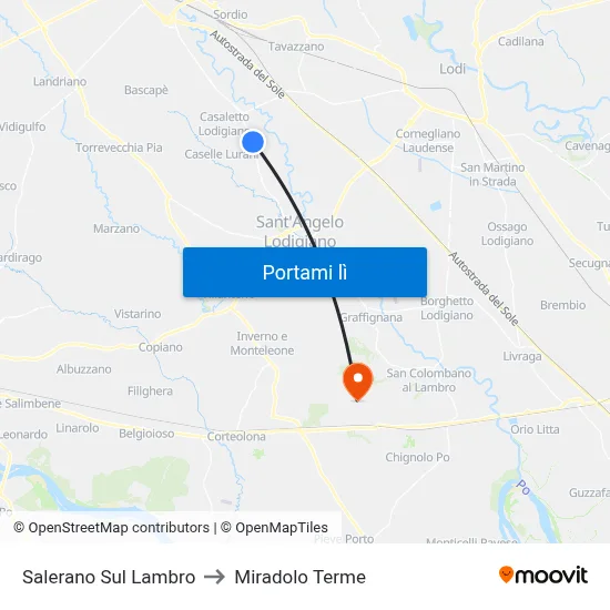 Salerano Sul Lambro to Miradolo Terme map