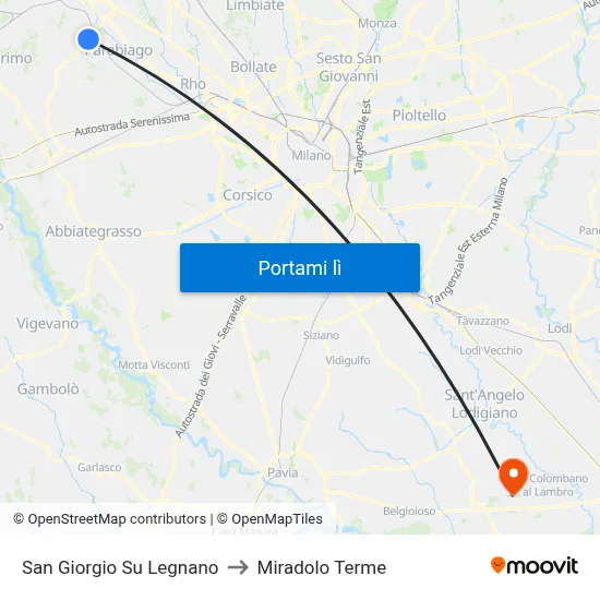 San Giorgio Su Legnano to Miradolo Terme map