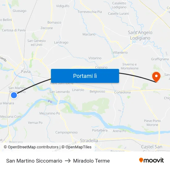 San Martino Siccomario to Miradolo Terme map