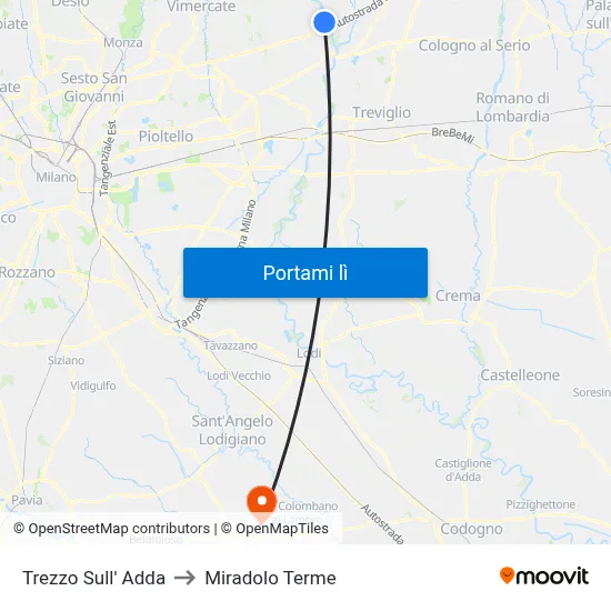 Trezzo Sull' Adda to Miradolo Terme map