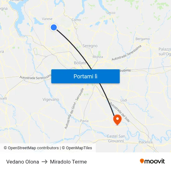 Vedano Olona to Miradolo Terme map