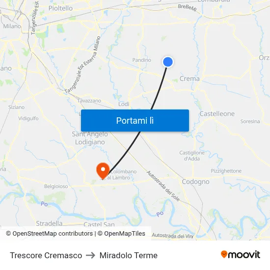 Trescore Cremasco to Miradolo Terme map