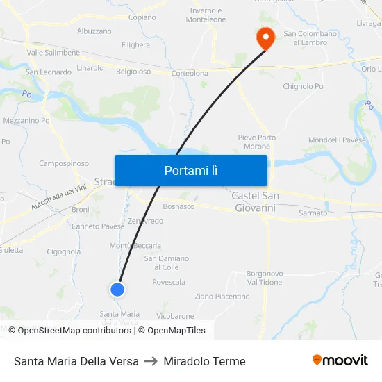 Santa Maria Della Versa to Miradolo Terme map
