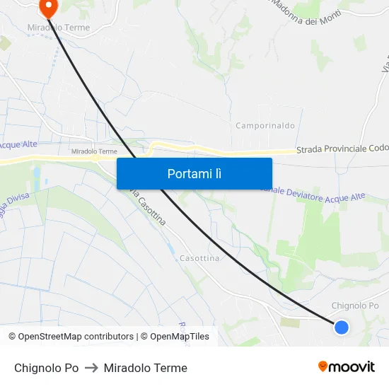 Chignolo Po to Miradolo Terme map