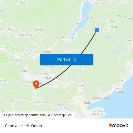 Capovalle to Odolo map