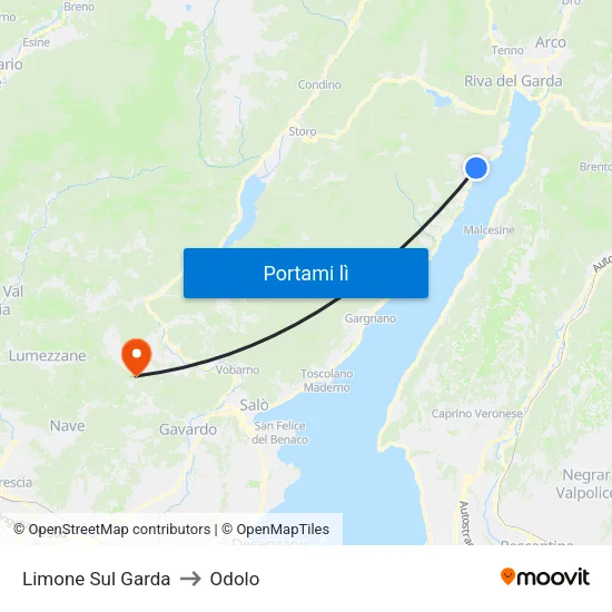 Limone Sul Garda to Odolo map