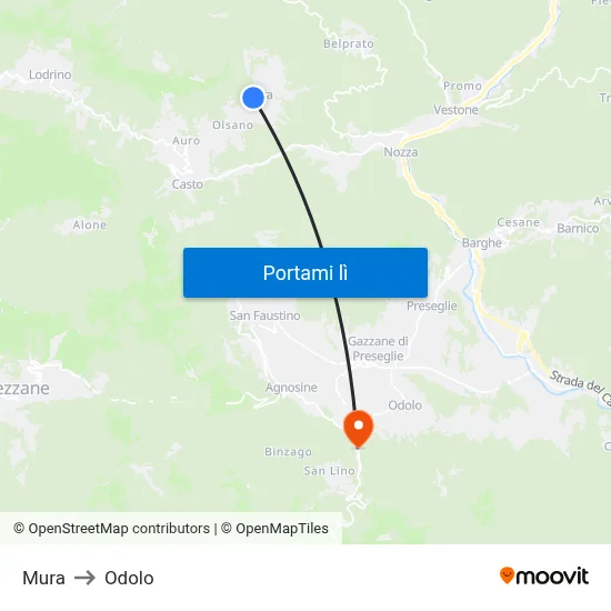 Mura to Odolo map