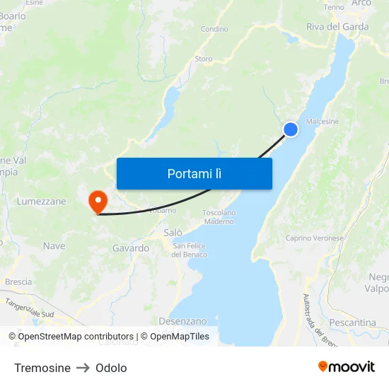 Tremosine to Odolo map