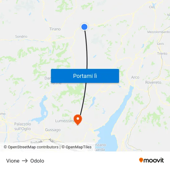 Vione to Odolo map