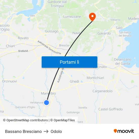 Bassano Bresciano to Odolo map