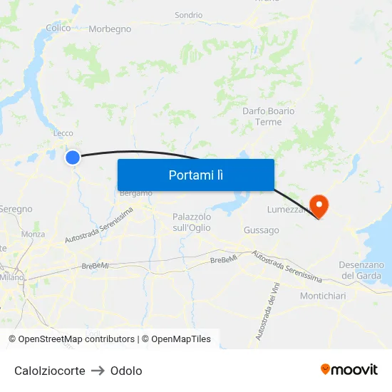 Calolziocorte to Odolo map