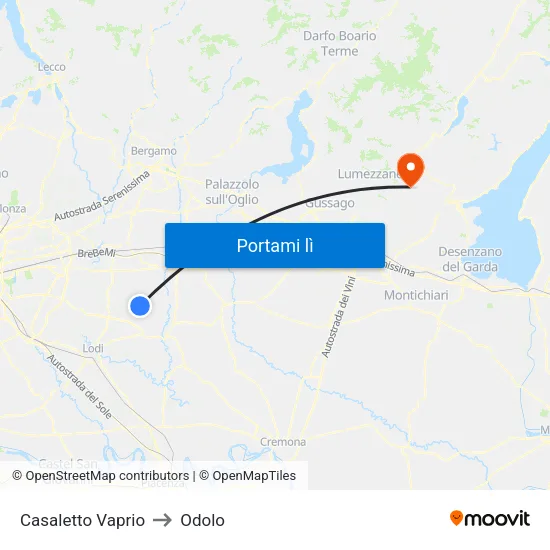Casaletto Vaprio to Odolo map