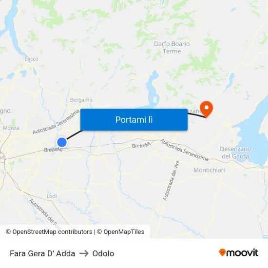 Fara Gera D' Adda to Odolo map